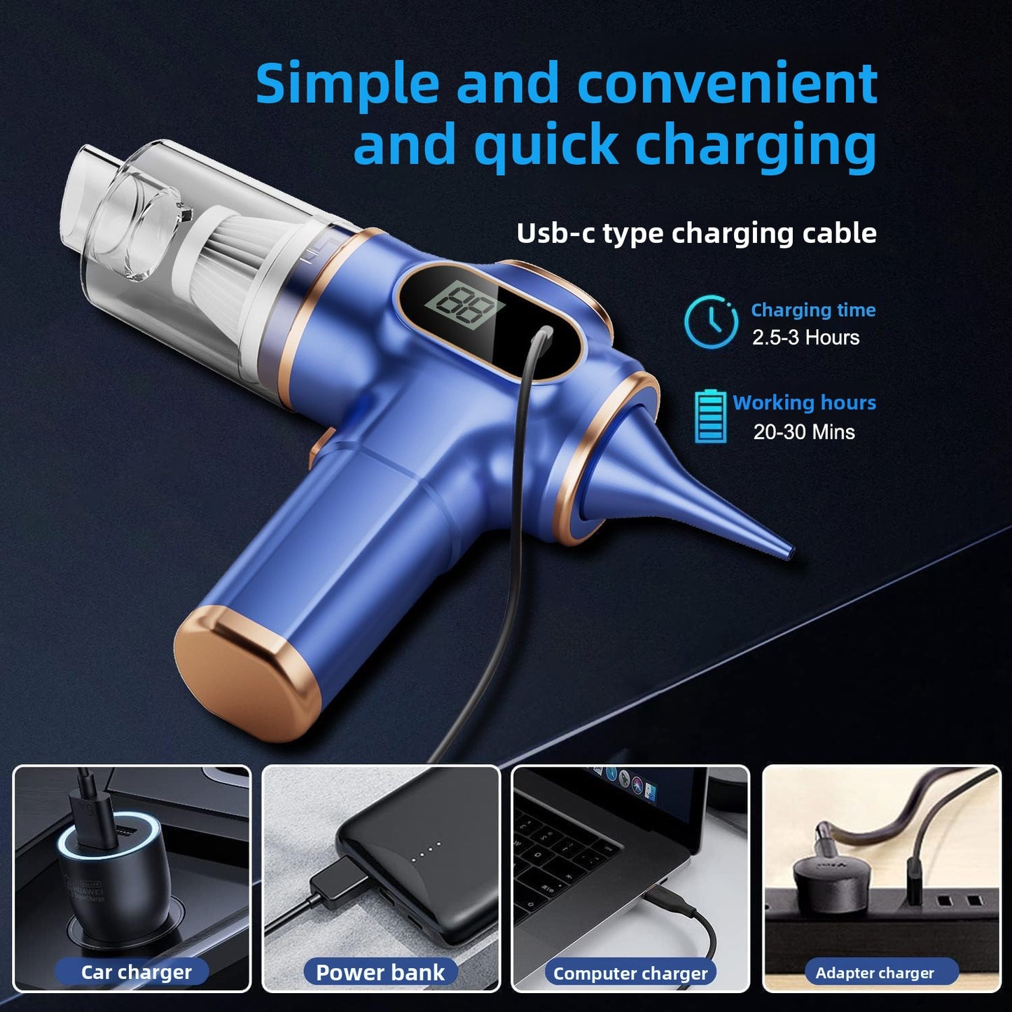 Wireless portable high-suction vacuum cleaner simivacuum