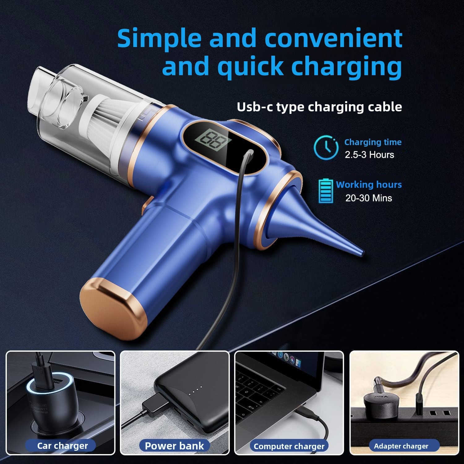 Wireless portable high-suction vacuum cleaner simivacuum